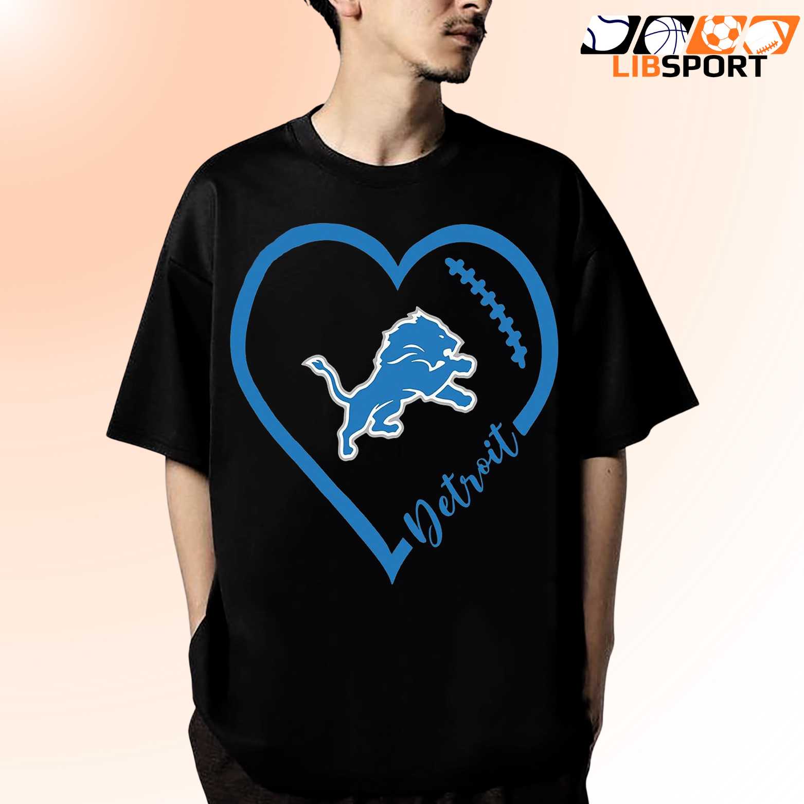 Love Detroit Lions T-Shirt, Heart Football Tee, Unisex Nfl Fan Gift